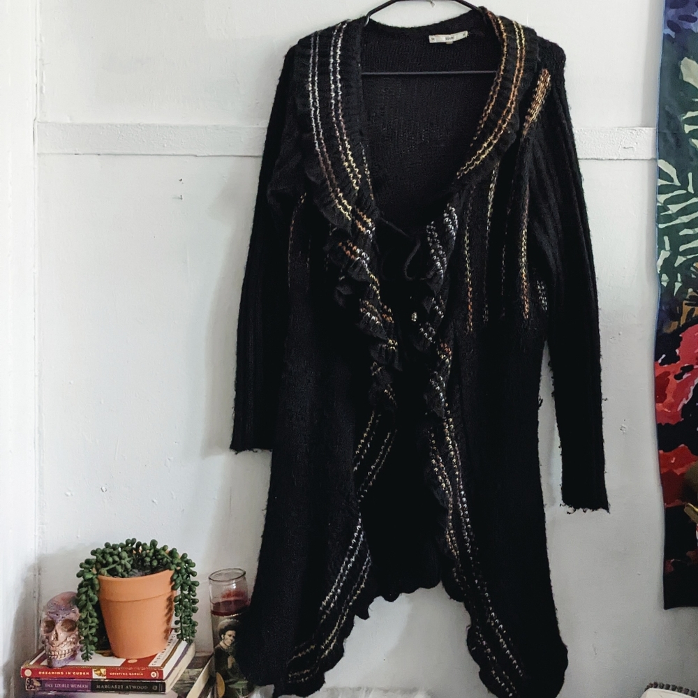 Draped Ruffle Knit Duster Cardigan Sweater - Anthropologie Sioni